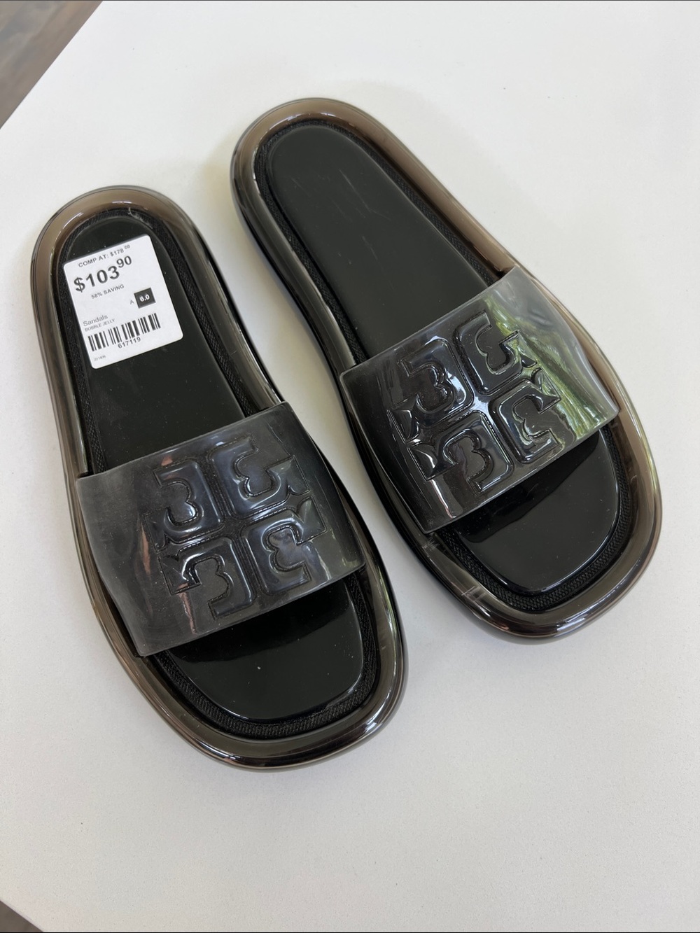 Tory Burch perfect black 004 bubble jelly open toe sandals size 6 - Picture 4 of 11